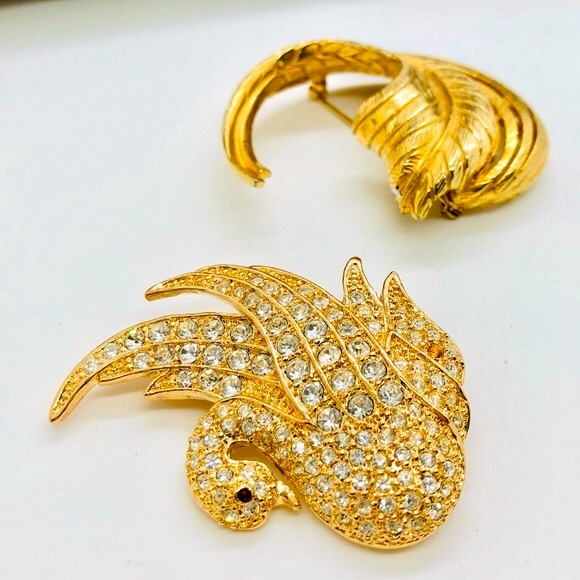 Vintage Signed Brooch Lot Swan - Picture 7 of 10